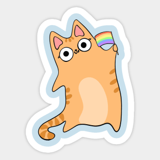 Pride Flag Orange Tabby Cat Pride Month Celebration Rainbow Flag Sticker